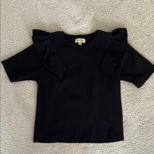 NEW Jessica Simpson Black Kids Shirt with Ruffle Sleeves